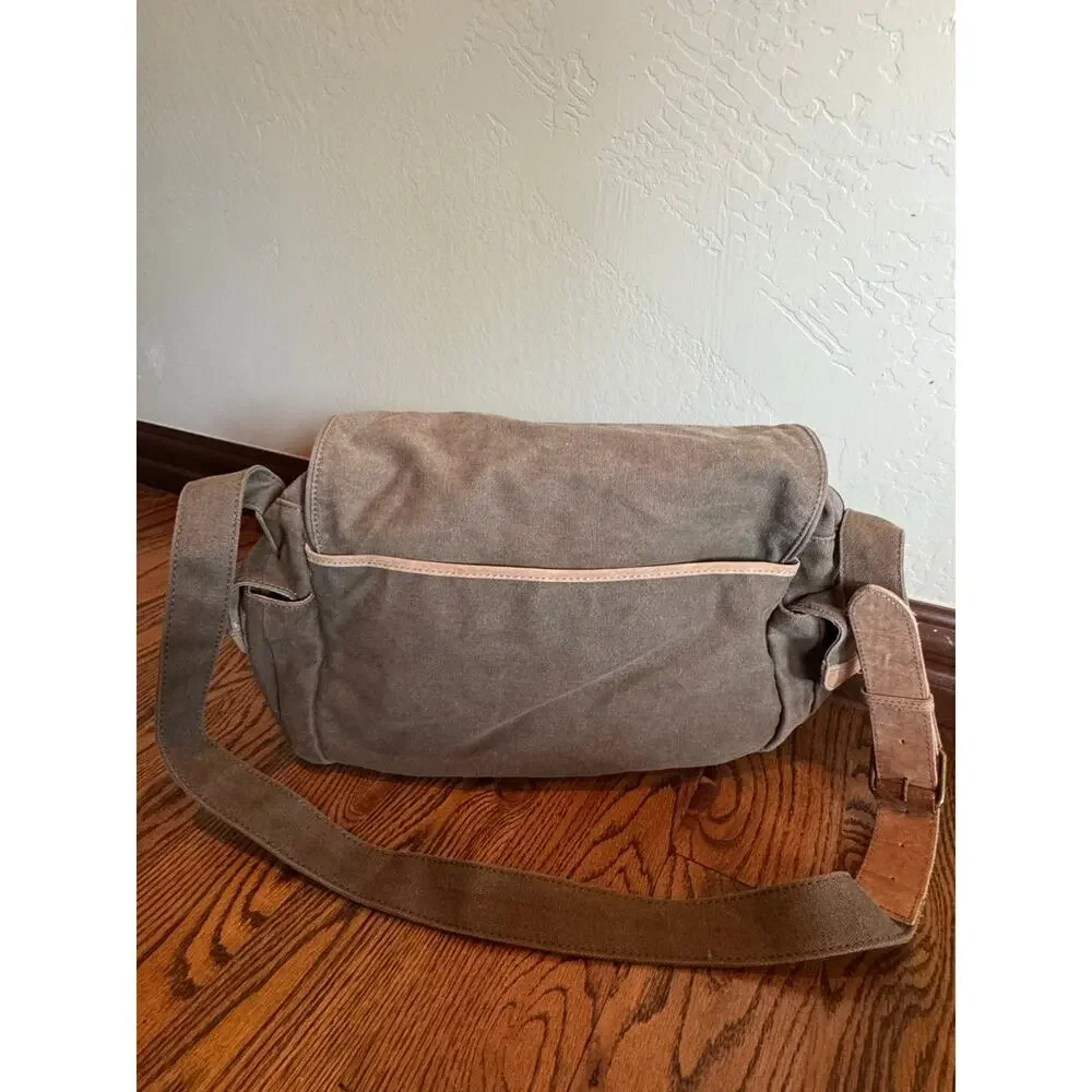 Vintage L.L. Bean Canvas & Leather Field Messenger Bag Crossbody Khaki 90s/00s